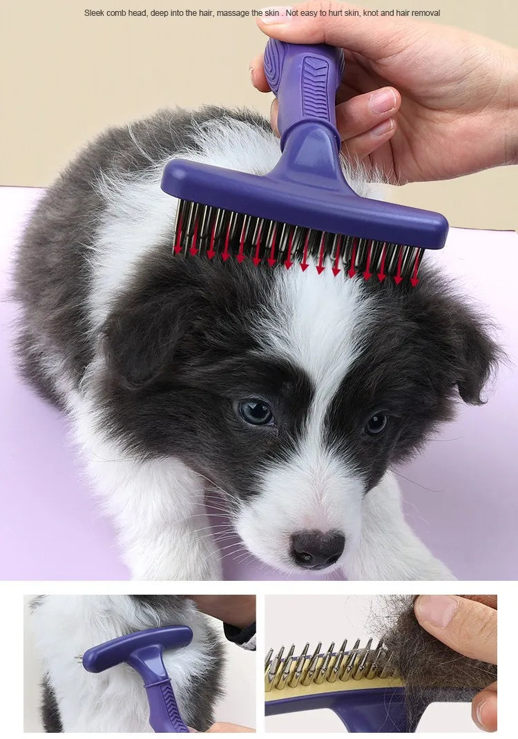 Dog Comb Pet Hair Remover Massage Cat Brush Professional Dog Grooming Brush Stainless Steel Comb for Dogs Hair Knot Opening
