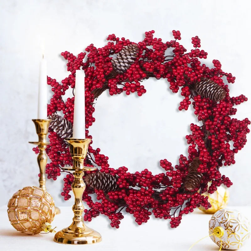 SRETNO Christmas Wreath Artificial Plants Red Fruit Flower Wreath Home Decorations Ornaments Christmas Supplies 2025 New Garland