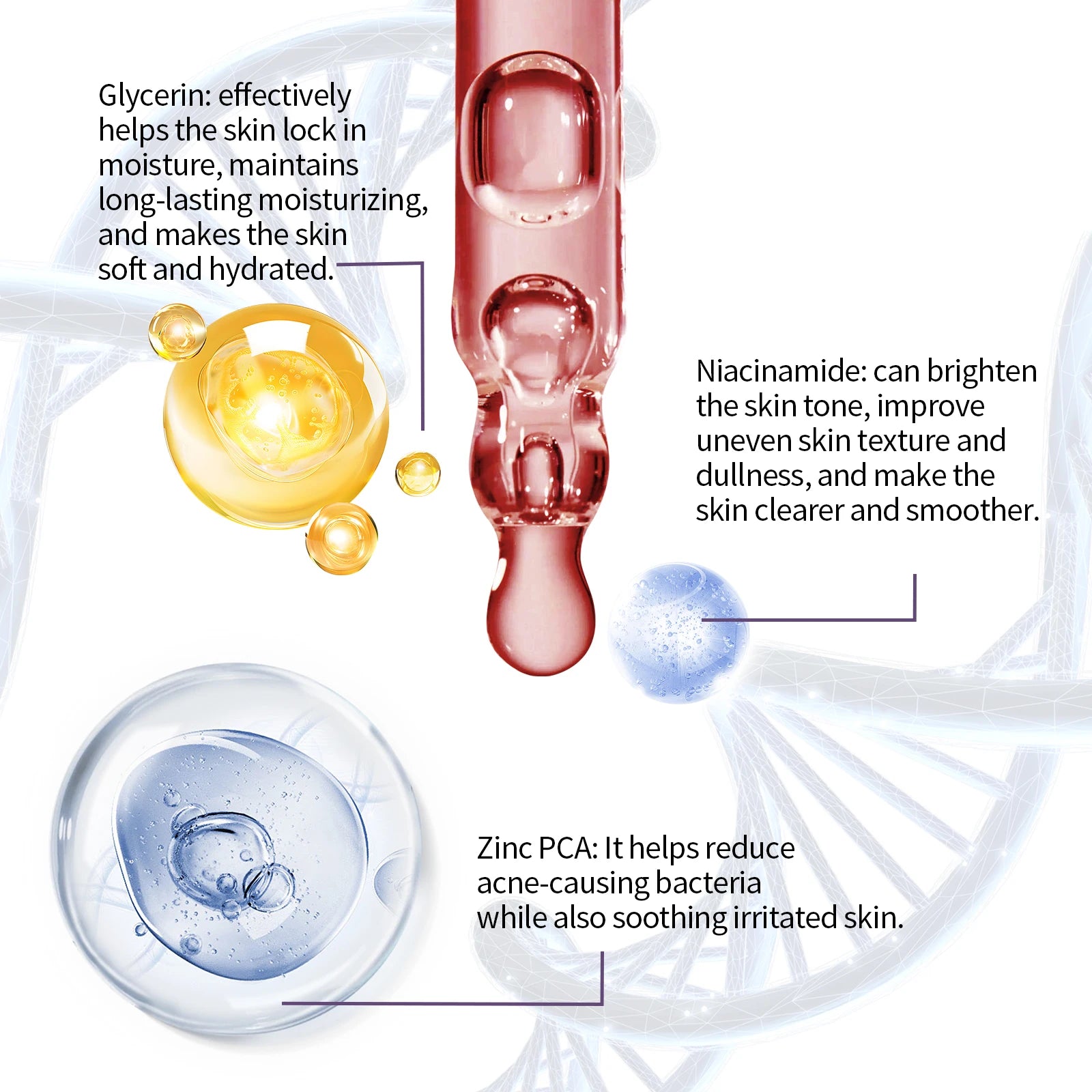 Nicotinamide Face Serum Anti-Acne Shrink Pores Brightening Lighten Moisturizing Essence Improve Rough Skin Care Firming Serum