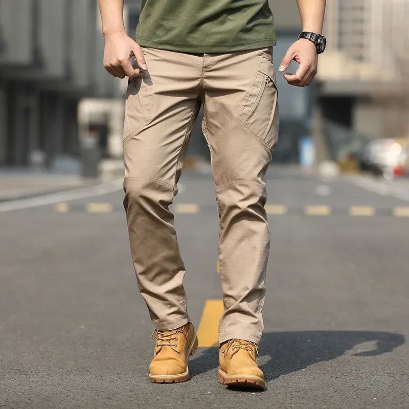 Men Outdoor Fashion Trendy Multi Pack Handsome Tactical Pants Comfortable Camouflage Four Seasons Training Waterproof Work Pants