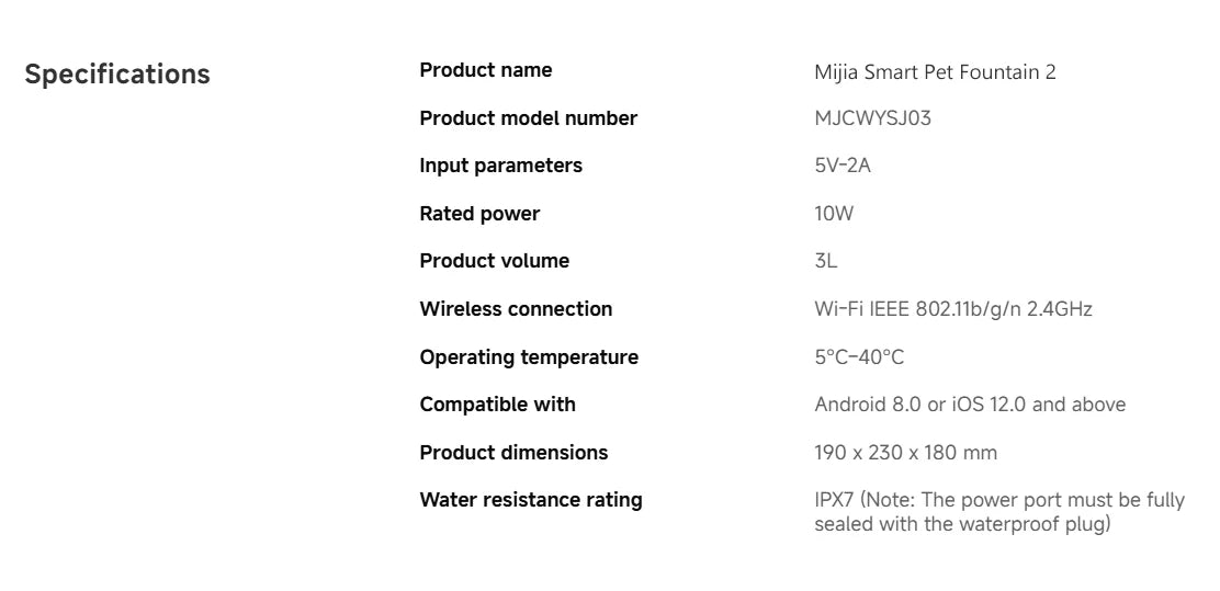 Xiaomi Mijia Smart Pet Drinking Fountain 2 3L Capacity Wireless Water Pump Automatic Sensing Cats and Dogs Long Battery Life