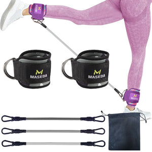 LOOGDEEL TPE Resistance Bands Ankle Straps Fitness D-Ring Support Ankle Cuffs Yoga Band Gym Guard Leg Strength Safety Extensions