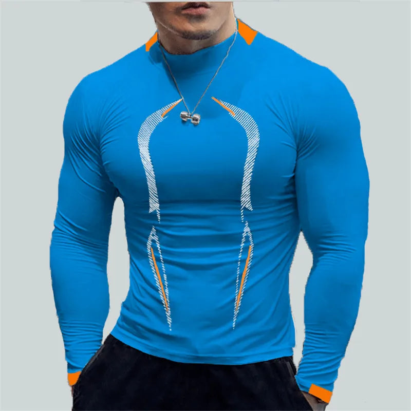 Men Long Sleeve t-Shirt Quick Drying Compression Gym t Shirt Man Oversized Casual Shirts Tops Breathable Blouse Tees Men Clothes