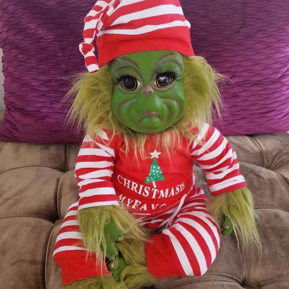 Christmas Baby Doll Soft for Grinch Doll Christmas Plush Doll Green Monster Doll Green Hair Monster Plush Toy Xmas Kids Gifts