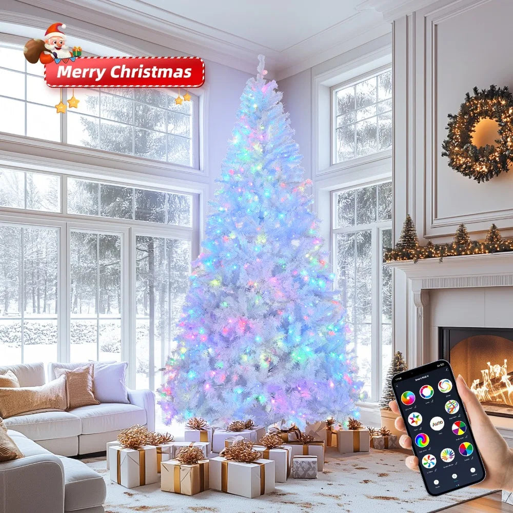 8FT Artificial Christmas Tree Snow 500 Lights Indoor Outdoor White Holiday