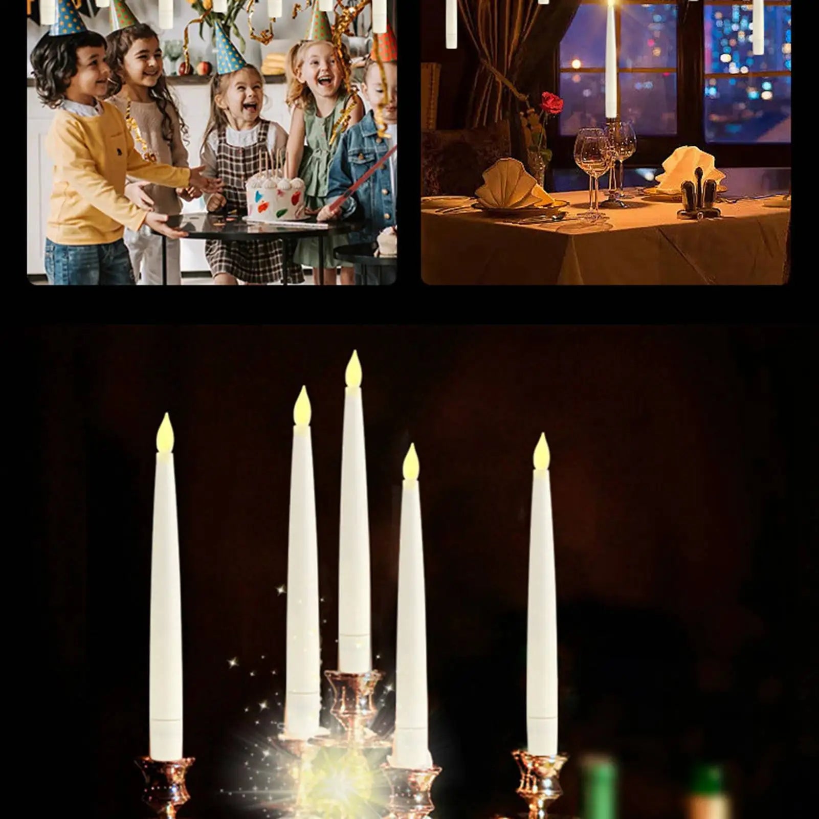 Floating Candles with Wand Remote 10pcs Magic Hanging Candles Flameless LED Taper Candle Remote Battery Operated