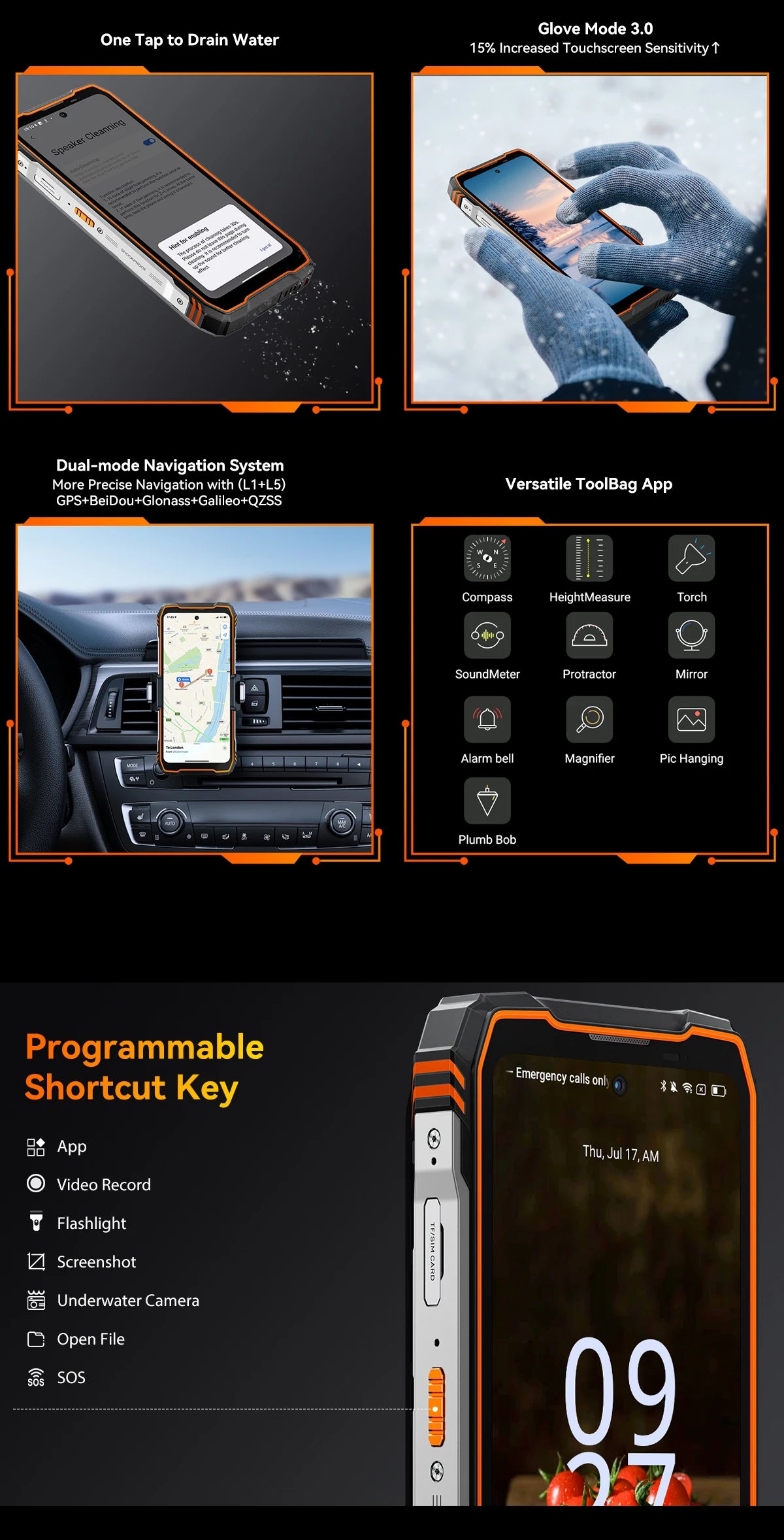 Blackview OSCAL TANK 1 Outdoor 5G Rugged Smartphone,20000mAh Battery, 6.78" 120Hz FHD+ Display, 16GB+512GB, 64MP+50MP Camera