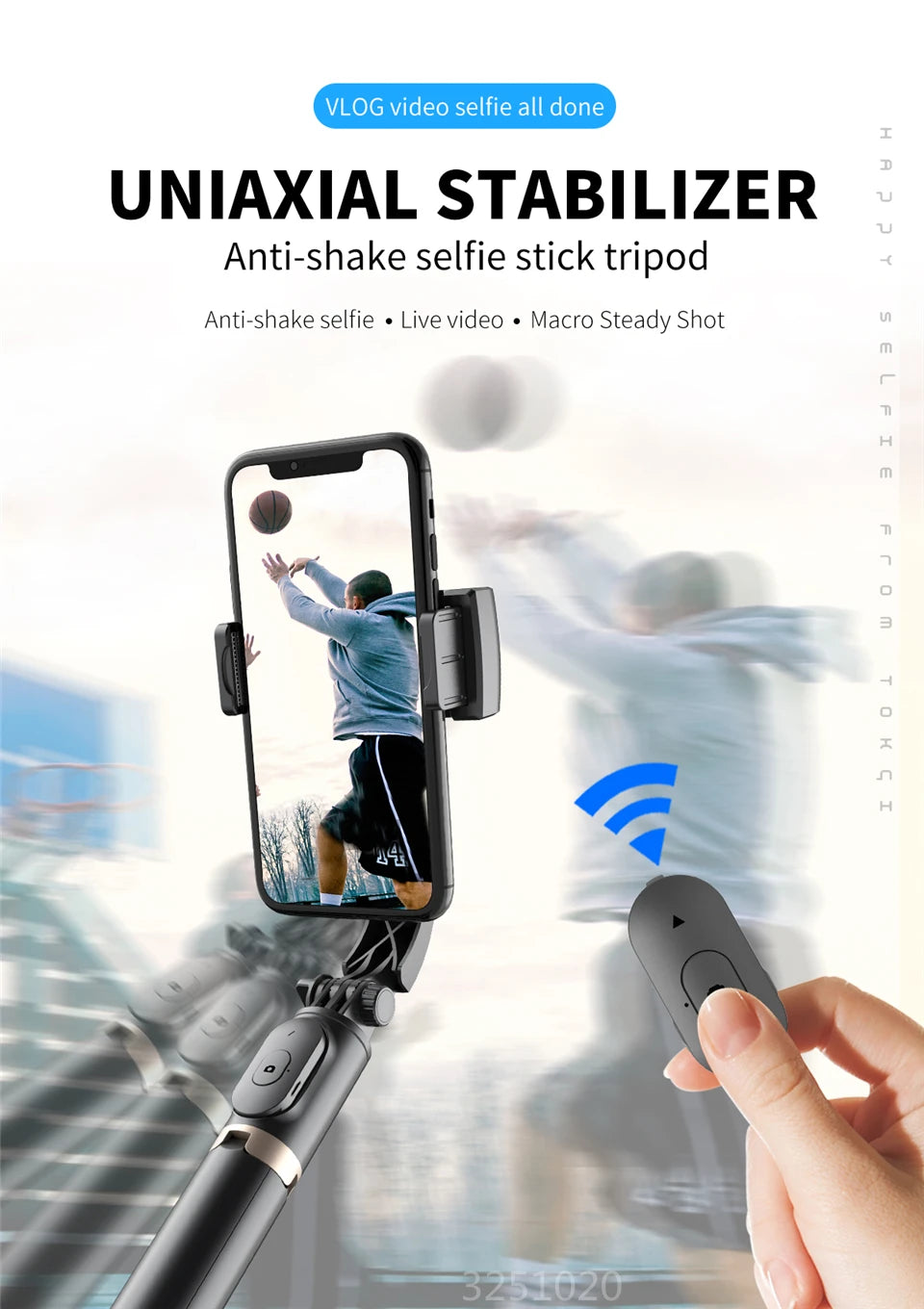 FGCLSY 2024 New Gimbal Stabilizer Selfie Stick Wireless Foldable Tripod with Bluetooth Shutter Monopod for IOS Android