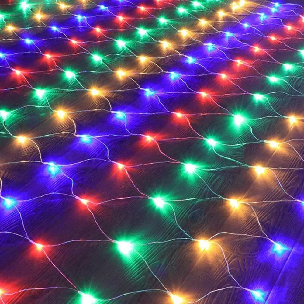 Net LED String Lights 8Modes 220V 110V EU Plug Festival Christmas Decoration Halloween New Year 2026 Wedding Party