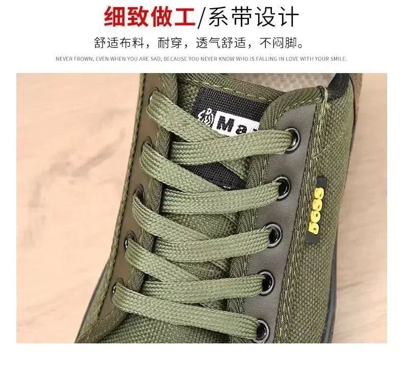 Mens Canvas Shoes Outdoor Breathable Work Shoes Non Slip Casual Sneakers for Male Soft Sole Walking Flats Zapatos Casuales