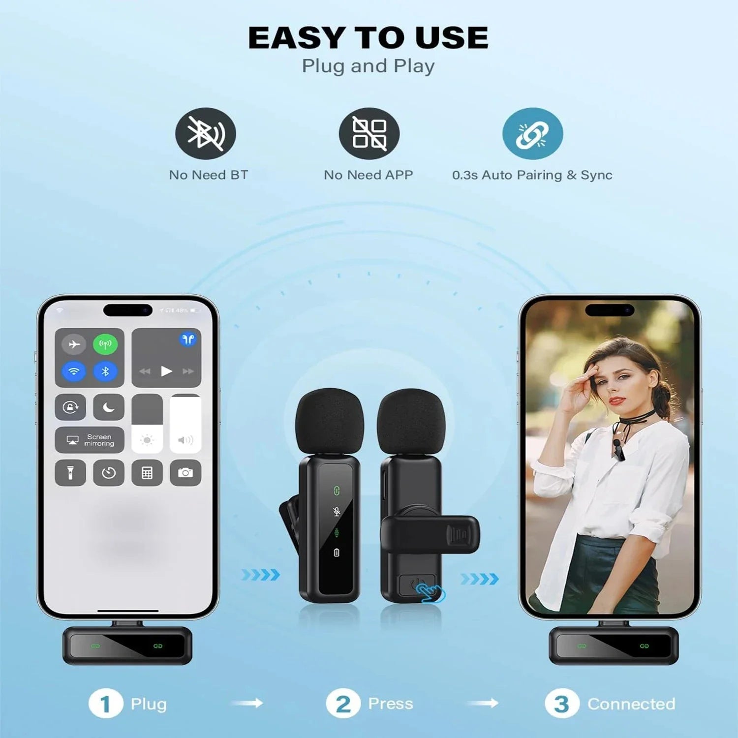 Xiaomi Wireless Lavalier Microphone Mini Portable Audio Video Recording Mic for iPhone Android Live Broadcast Gaming