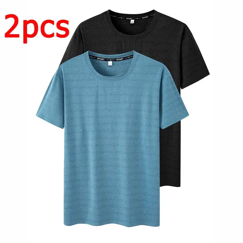 Plus Size T-Shirt Men 5XL 6XL 7XL 110-175kg Sport Quick Dry Breathable Running Gym Tees Round Neck Short Sleeve Oversized Tops