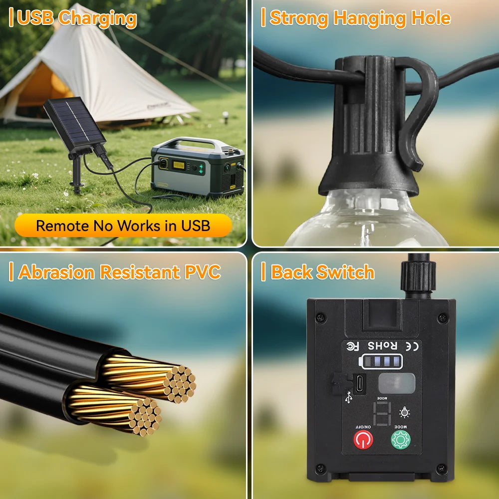 Garden Solar String Lights Led Remote Control Outdoor Lamps Waterproof Outdoor Solar Led Light For Party Camping Tent Decoration