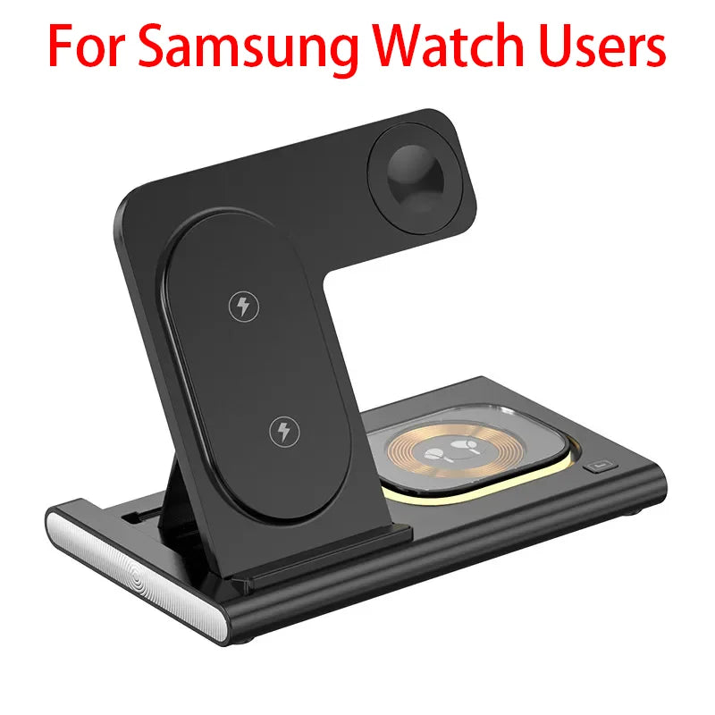 300W Foldable 3 In 1 Wireless Charger Stand Pad Desktop Fast Charging Station For iPhone 16 15 14 13 Samsung Apple Watch Airpods