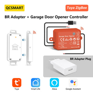 QCSMART ZigBee 3.0 Garage Door Wireless Sensor Opener Controller Tuya Smart Life App Remote Voice Control Google Assistant Alexa