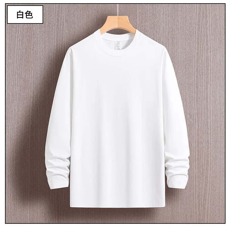 Top Quality 100 % Cotton Fashion Brand Plain Round Neck Trending New T Shirts Men Long Sleeve Tops Casual Classic Mens Clothes