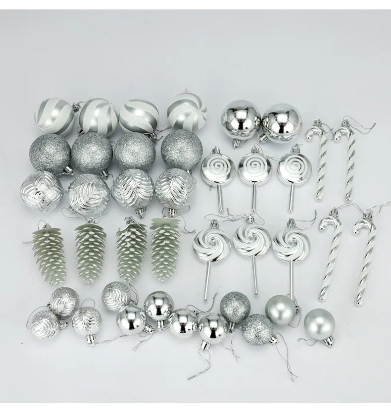 29/40/50pcs Silver Red Special-shaped Christmas Ball Ornaments Christmas Tree Party Decoration Christmas Spheres Pendant New