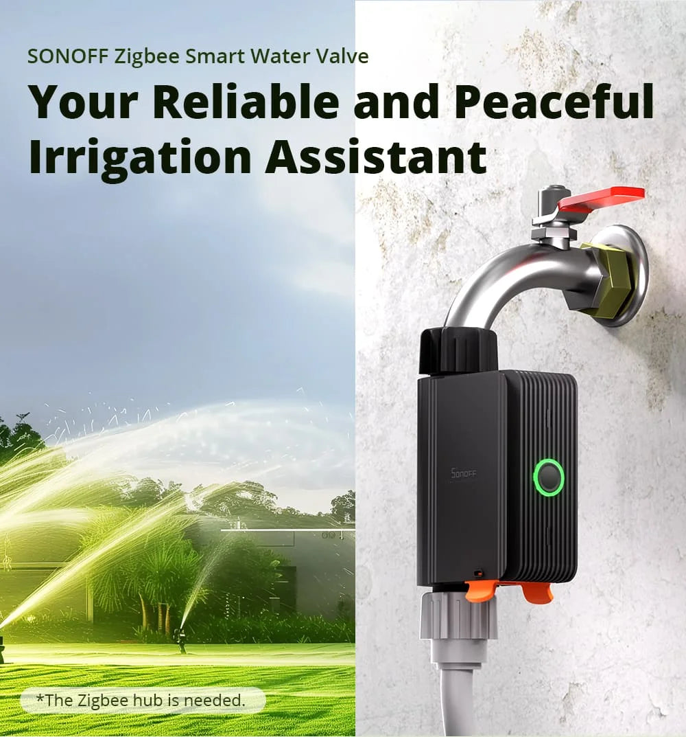 SONOFF SWV Zigbee 3.0 Smart Water Valve IP55  Irrigation System Setting Controller Home Automate Compatible with Alexa Google