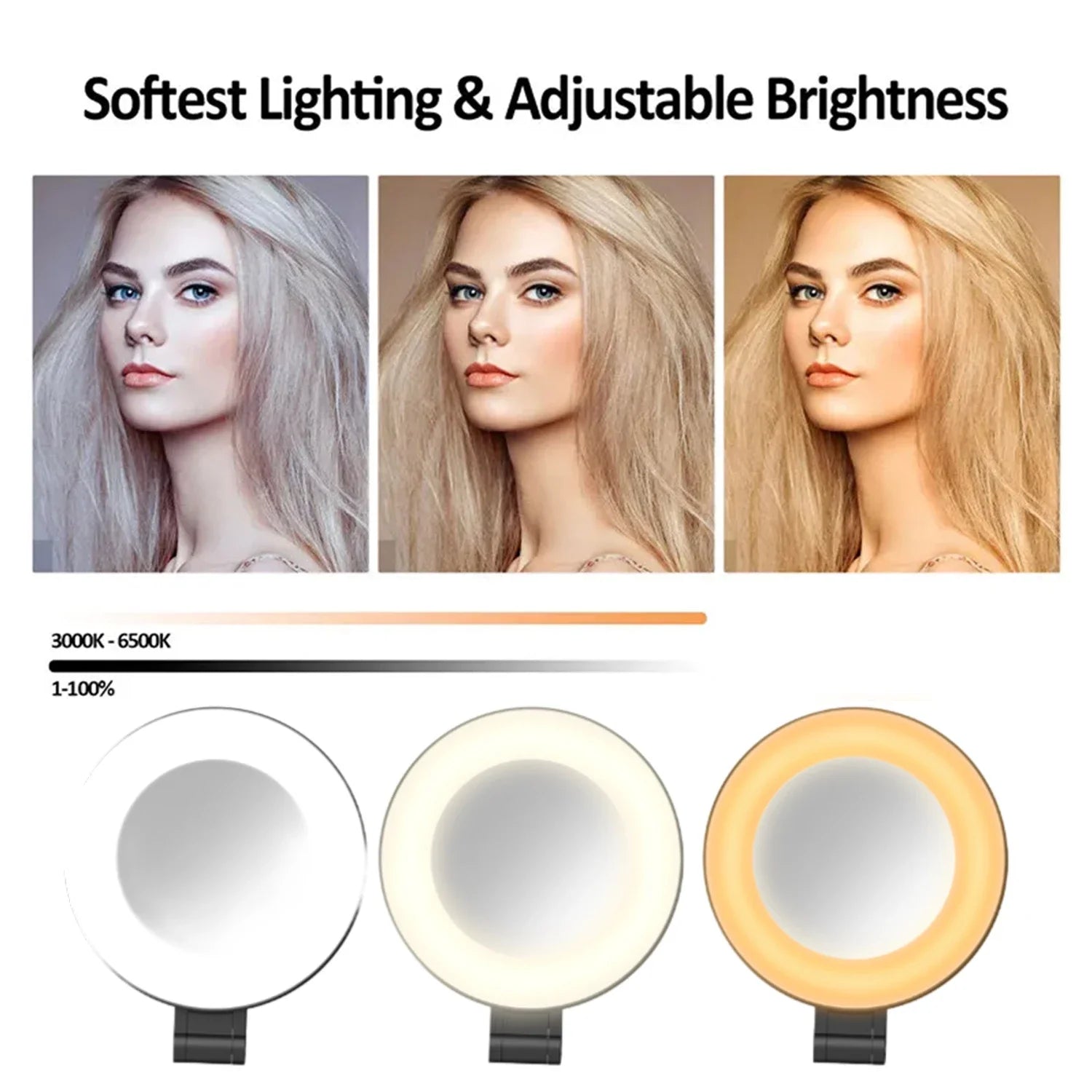 Adjustable Brightness Magnetic Ring Selfie Lights Suitable for Magsafe IPhone Foldable LED Phone Flashes with Mirror