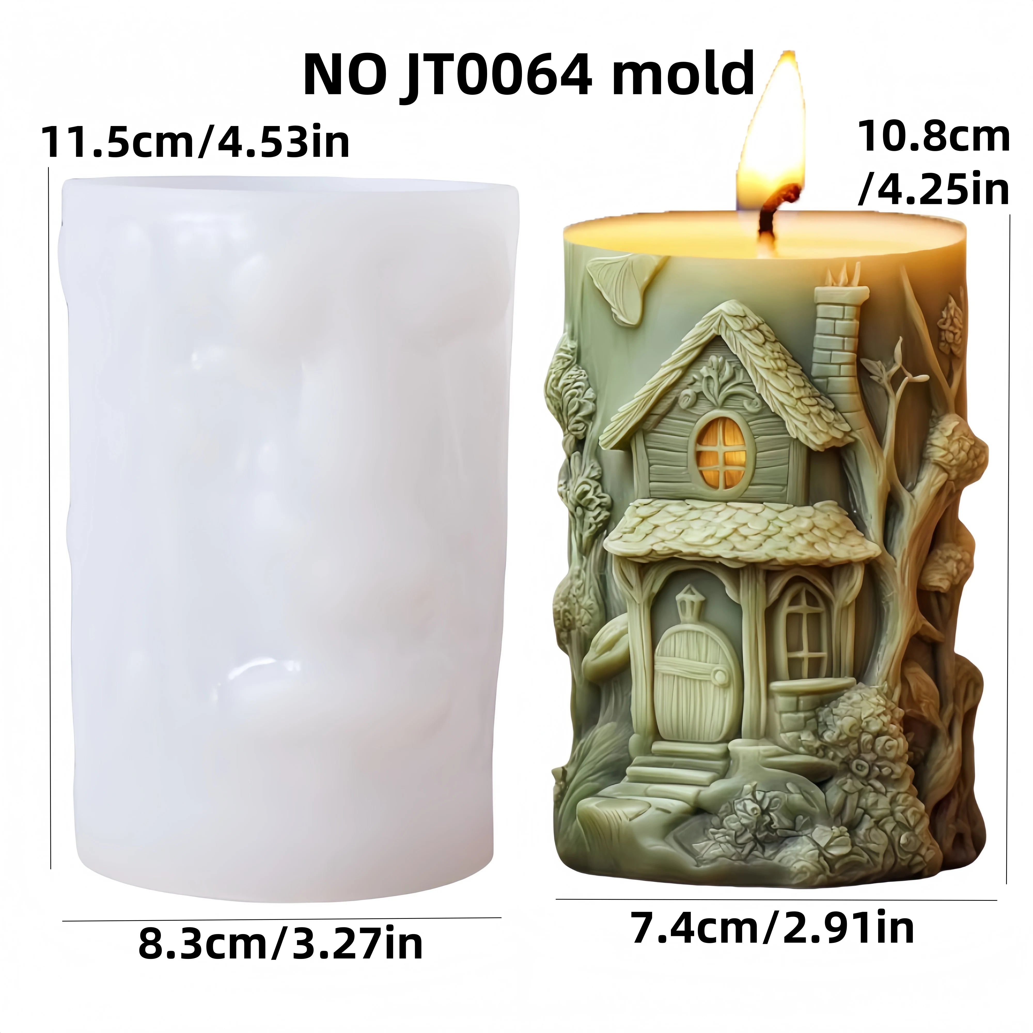 Magic House Relief Cylinder Candle Silicone Mold Halloween Gift Magic Elf Castle Cylinder Resin Mould Devil House Gypsum Molds