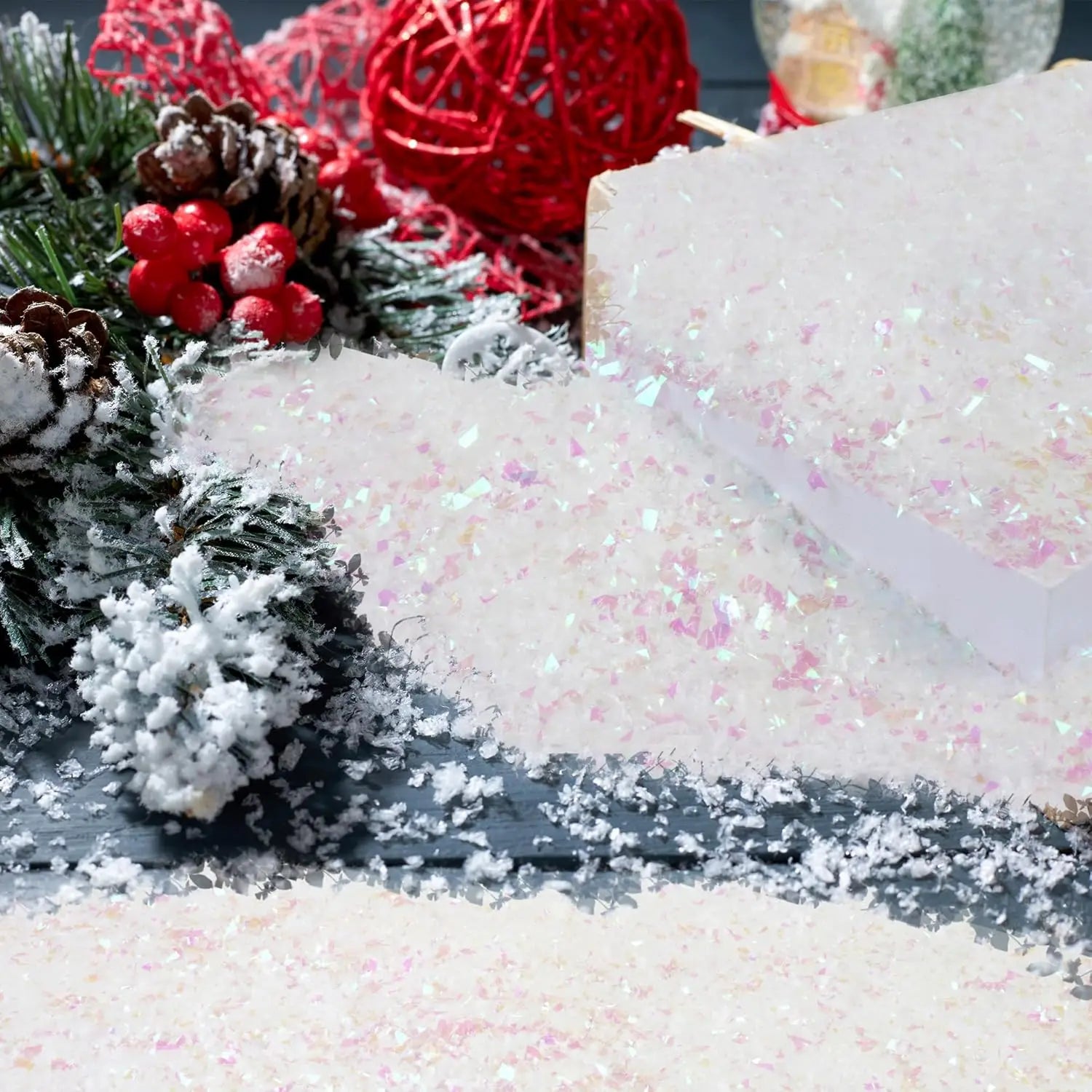 50/200g Winter Fake Snow Artificial Snowflake Christmas Snow Powder Party Decor Xmas DIY Crafts Village Displays Props Gifts