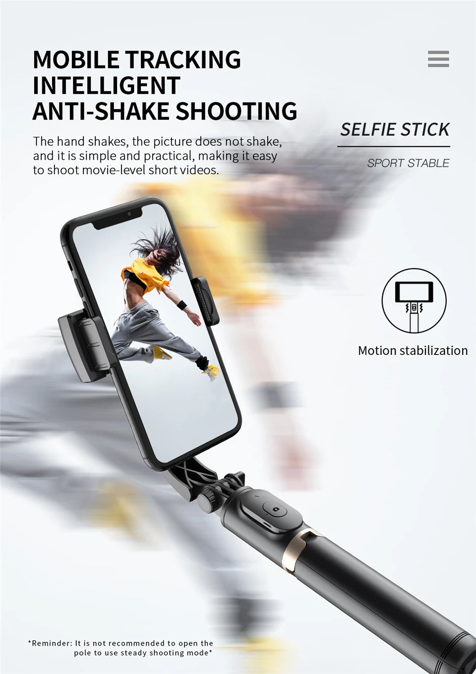 FGCLSY 2024 New Gimbal Stabilizer Selfie Stick Wireless Foldable Tripod with Bluetooth Shutter Monopod for IOS Android