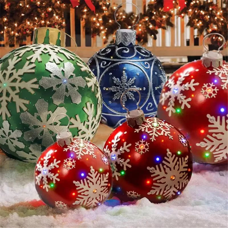 24 Inch PVC Inflatable Christmas Ball Outdoor Indoor Christmas Decorated Ball Giant Big Large Balls Toy New Year Party Ornament