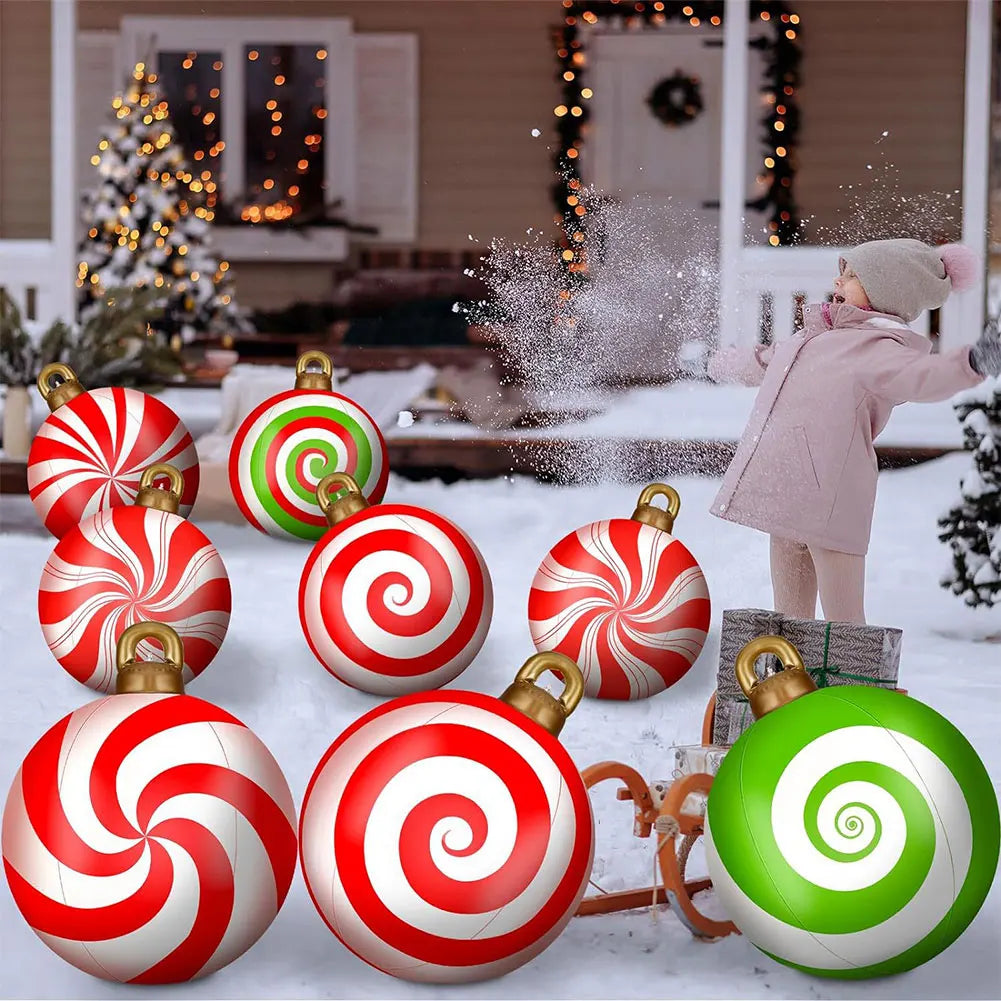 60cm Giant Inflatable Christmas Ball with Lights Remote Control Giant Luminous Inflatable Christmas Ball Outdoor Christmas Decor