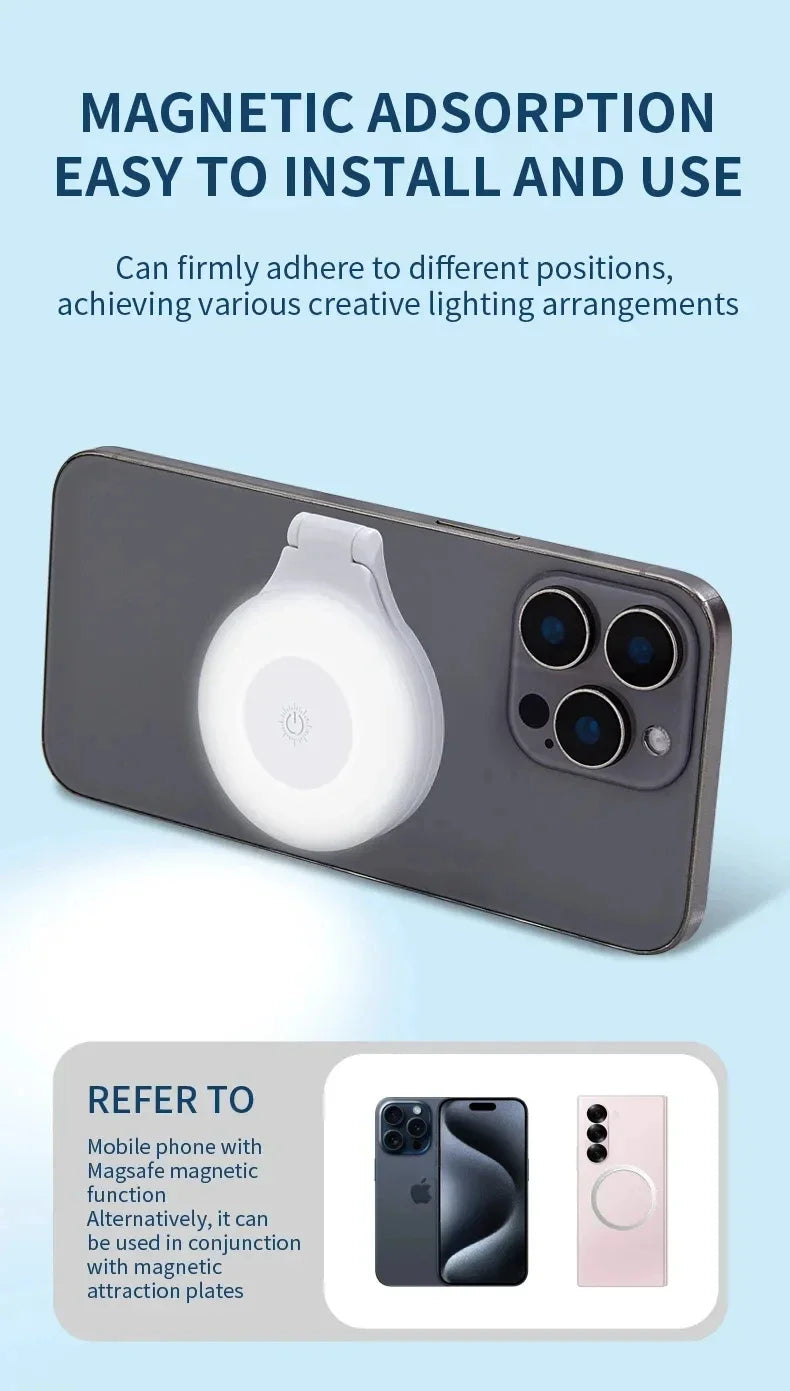 Pocket Magnetic LED Selfie Light For IPhone IPad Mobile Phone Laptop Flash Fill Video Photo Ringlight Photography Lamp