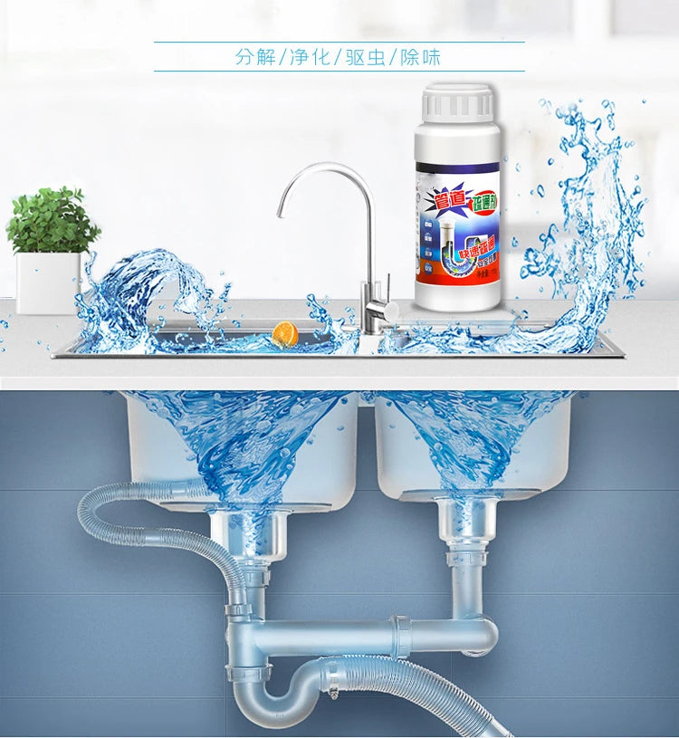100g Kitchen pipe dredge agent sink bathroom cleaning deodorization toilet sink strong dredge cleaner sewer hair floor drain