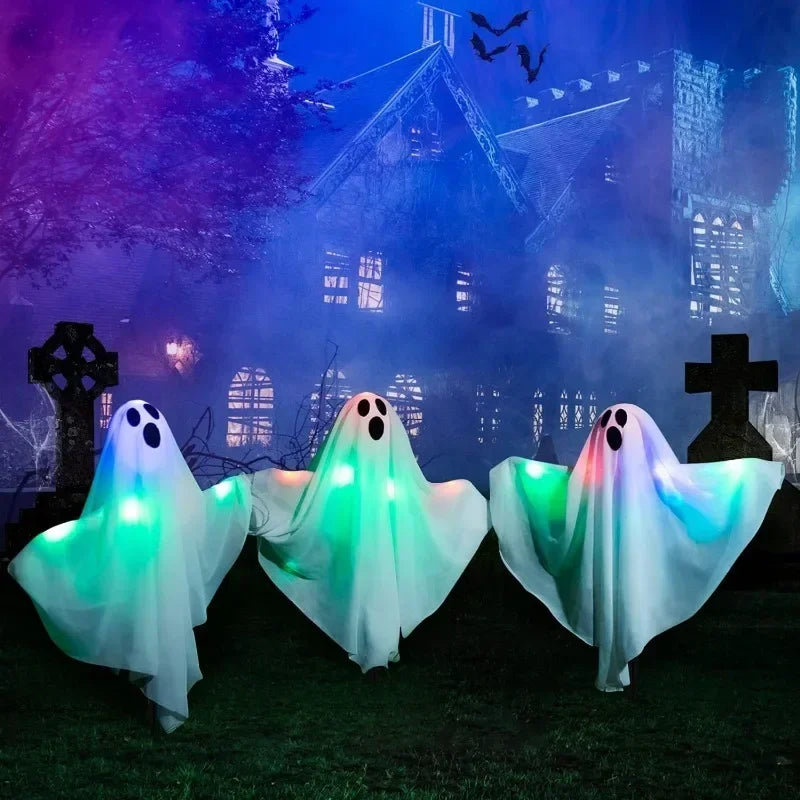 1-10PCS Halloween LED Lights Glowing Decor Hanging Scary Phantom for Haunted House Door Porch Escape Room Props Halloween Props