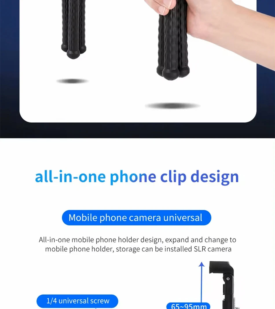 COMAN MT-35 Flexible Camera Tripod Hidden Phone Tripod Mount With Cold Shoe Smartphone DSLR Tripod For iPhone 15 Pro Max Samsung