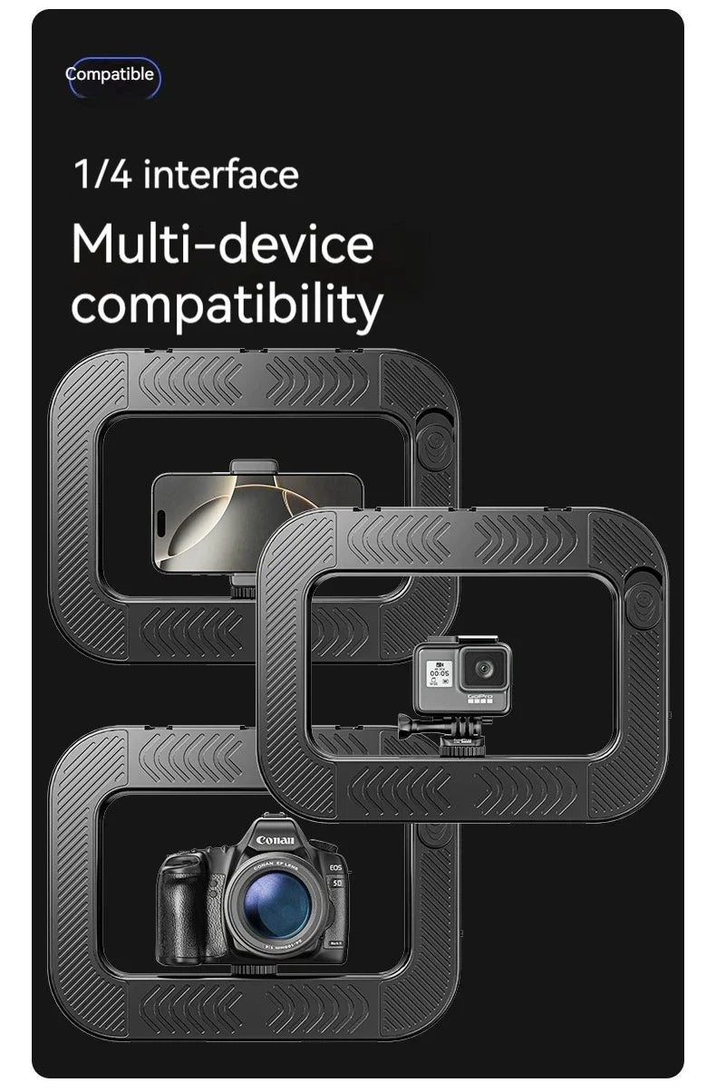 Smartphone Video Rig with Light Cell for Filmmaking Live YouTube Tiktok Video Recording Handheld Stabilizer Ring Light