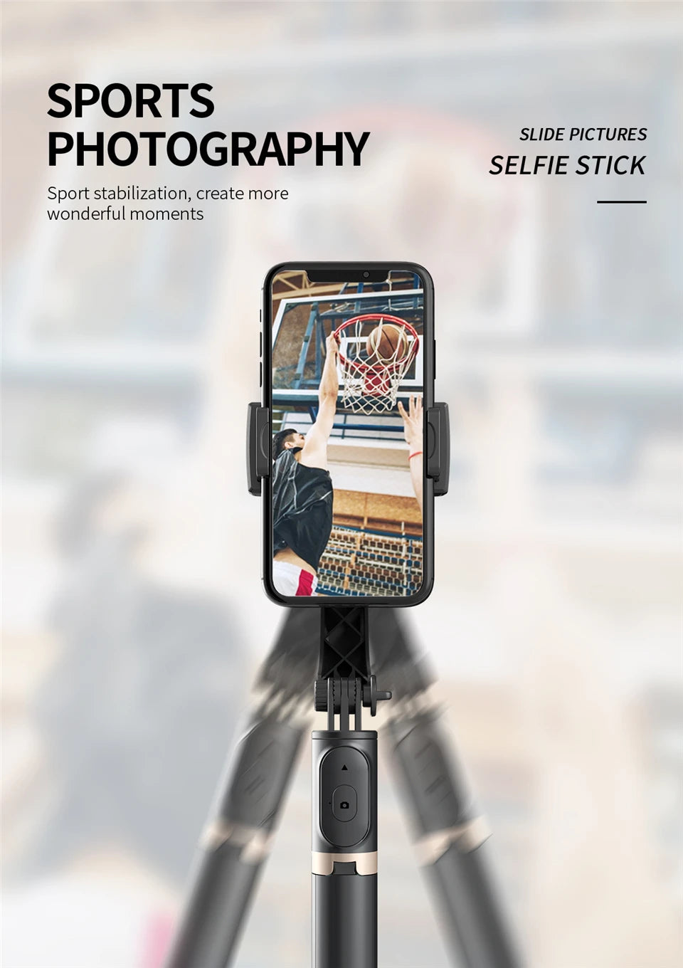 FGCLSY 2024 New Gimbal Stabilizer Selfie Stick Wireless Foldable Tripod with Bluetooth Shutter Monopod for IOS Android