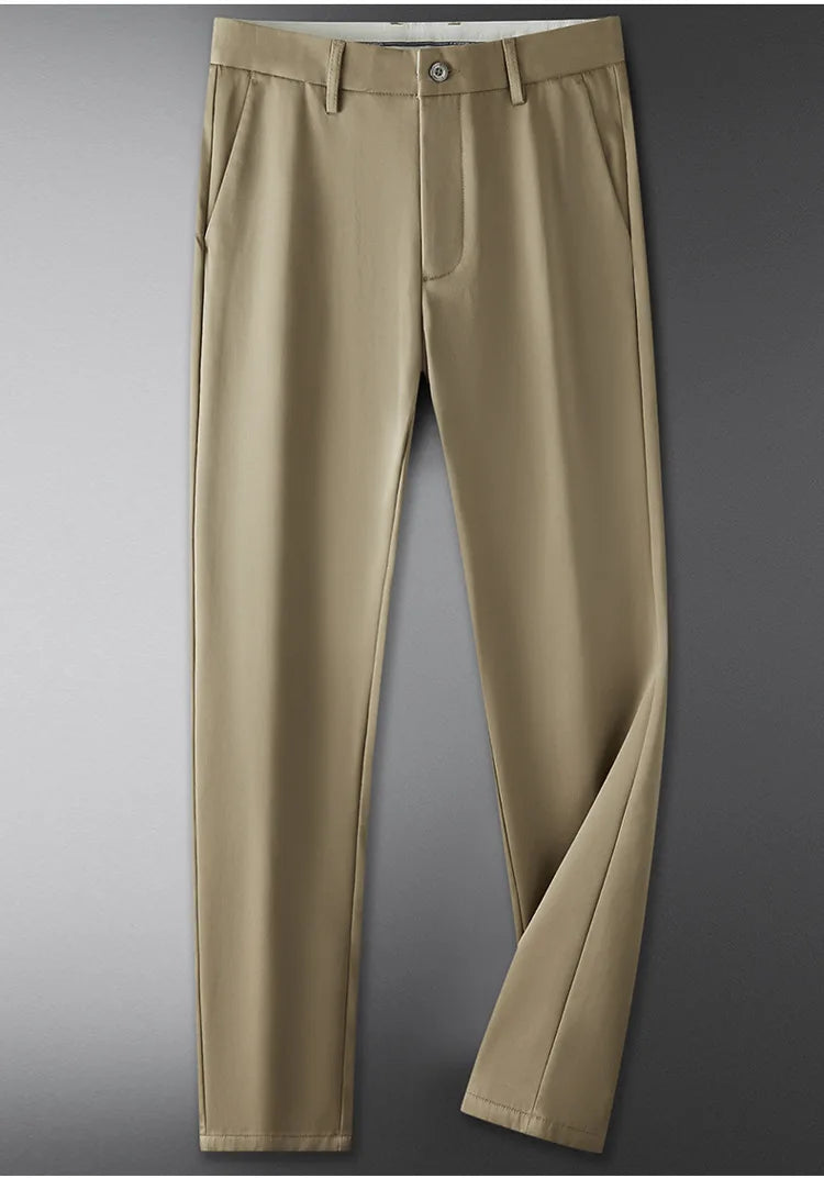 Warm Fleece Suit Pants Men Clothing Straight Regular Black Thick Winter Trousers For Men Business Formal Dress Casual Pants