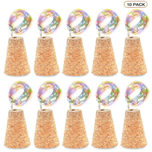 5/10pcs Wood Wine Bottle String Light 20LED Copper Wire Fairy Lights Cork Shape holiday Lamp Wedding Party Garden Decor Yard