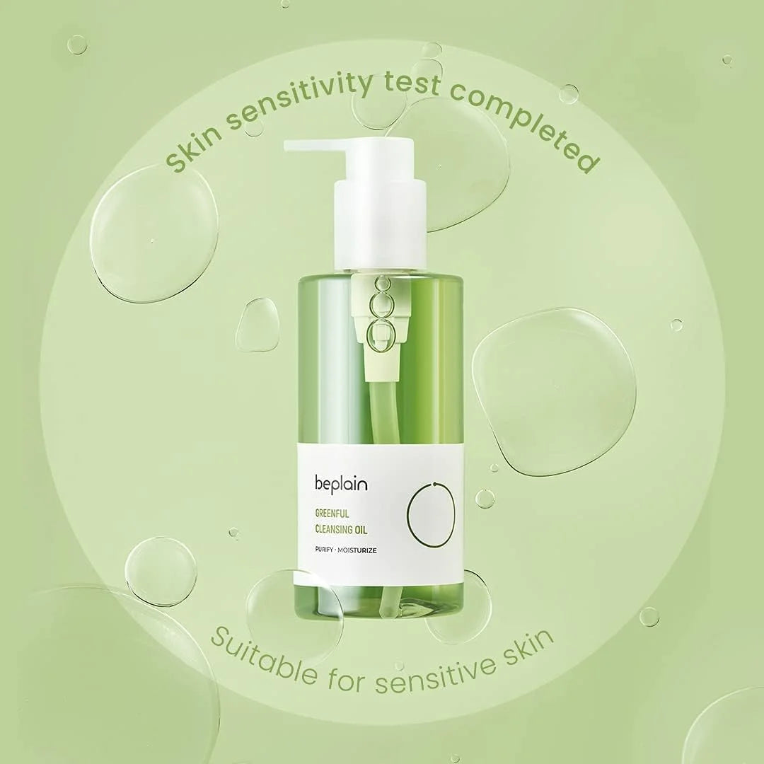 Korean Skincare Set Beplain Mung Bean Face Cleansing Foam,Face Serum,Exfoliate Pore Remover Clay Mask and Cleansing Oil 4pcs Set