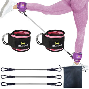 LOOGDEEL TPE Resistance Bands Ankle Straps Fitness D-Ring Support Ankle Cuffs Yoga Band Gym Guard Leg Strength Safety Extensions