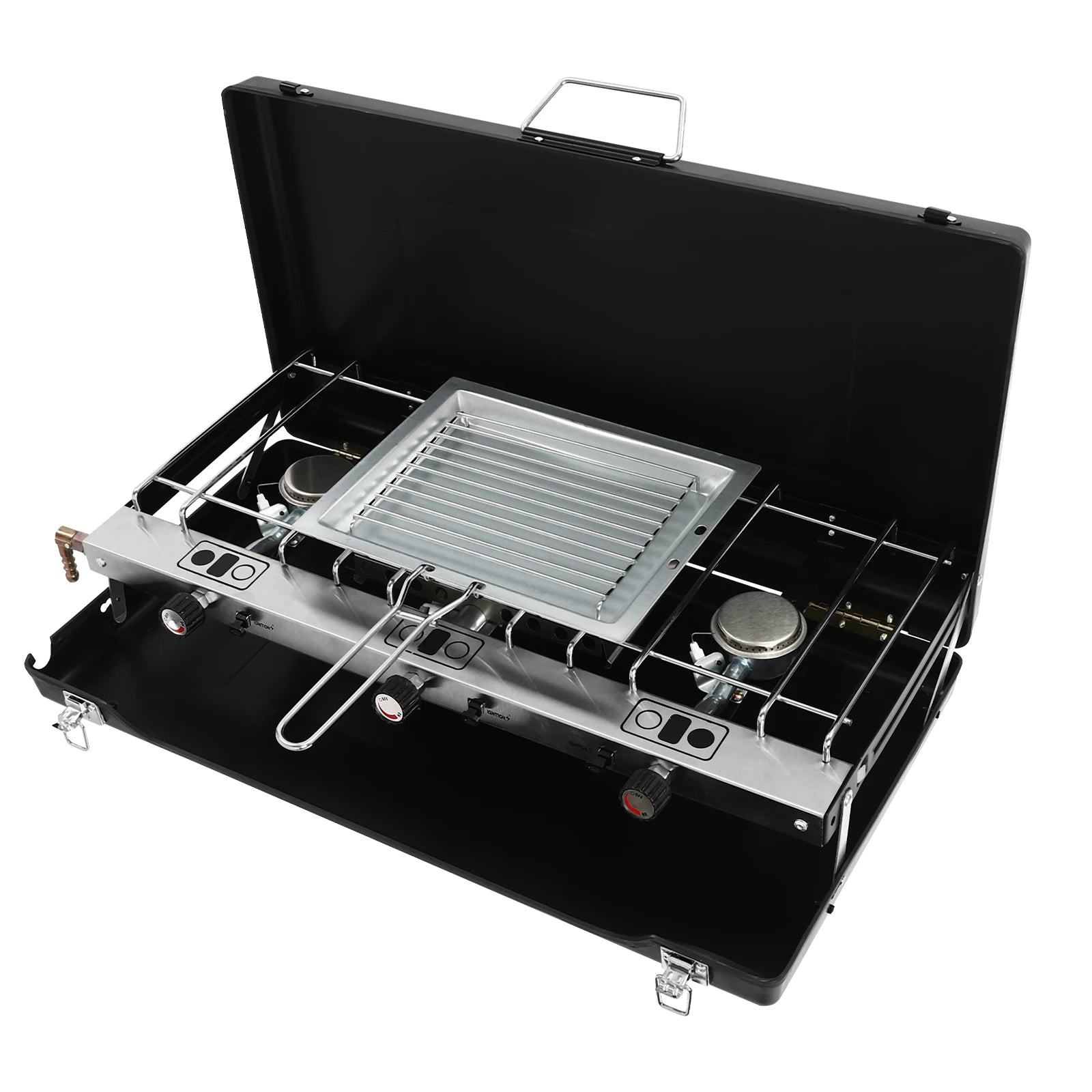 Camping Stove 3 Burner Propane Portable Stove with Regulator Toast Tray Windshield for Car Camping BBQ Picnics Outdoor Cooking - You Offer