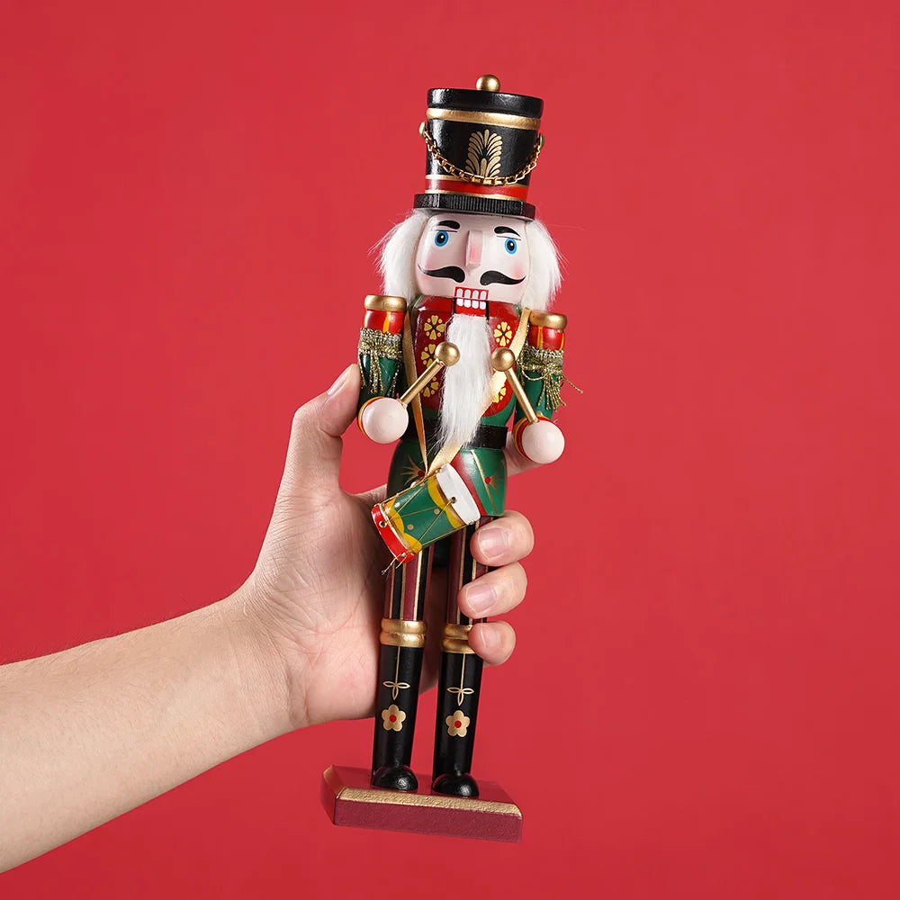 30cm Nutcracker Handmade Soldier Puppet Wooden Model Doll Christmas Tree Ornament Home Table Decoration