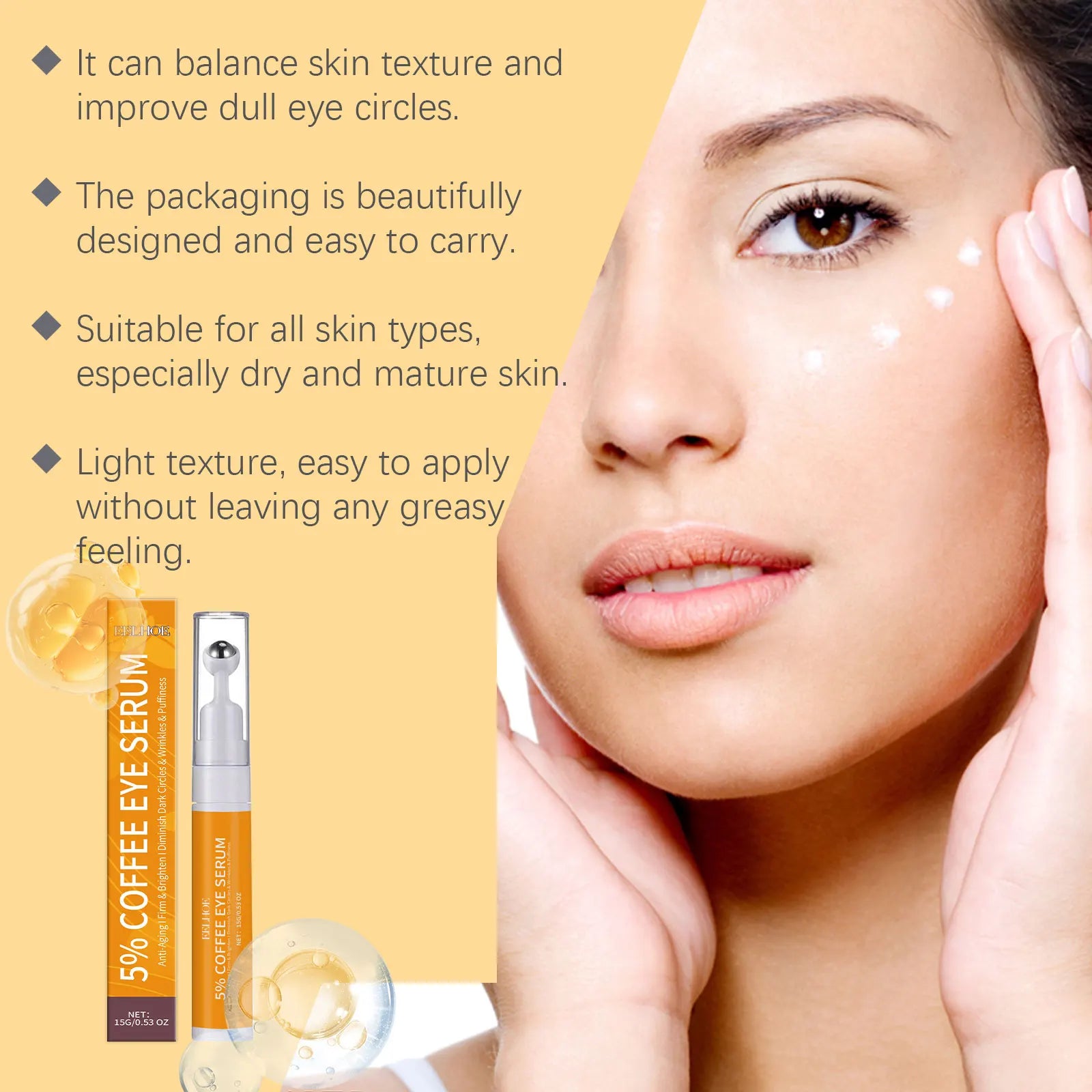 Anti-Wrinkle Eye Serum Roller Fade Eye Fine Line Collagen Lightens Dark Circles Bags Puffiness Tighten Under Eyes Skin Care