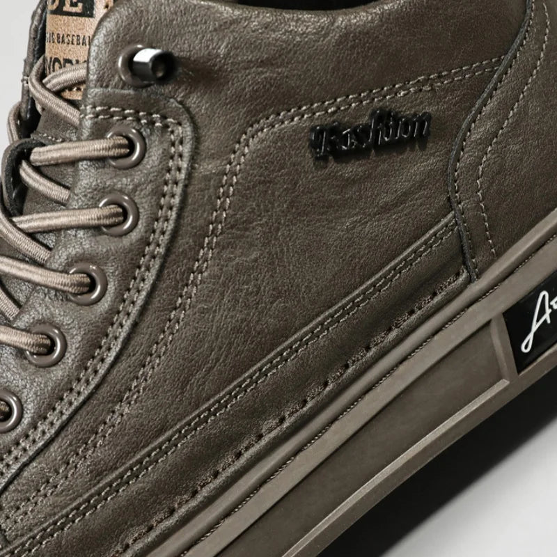 British Leather Men's Casual Shoes Breathable Trendy Handmade Shoes Platform Breathable Shoes Male Walking Shoes Men Black Shoes