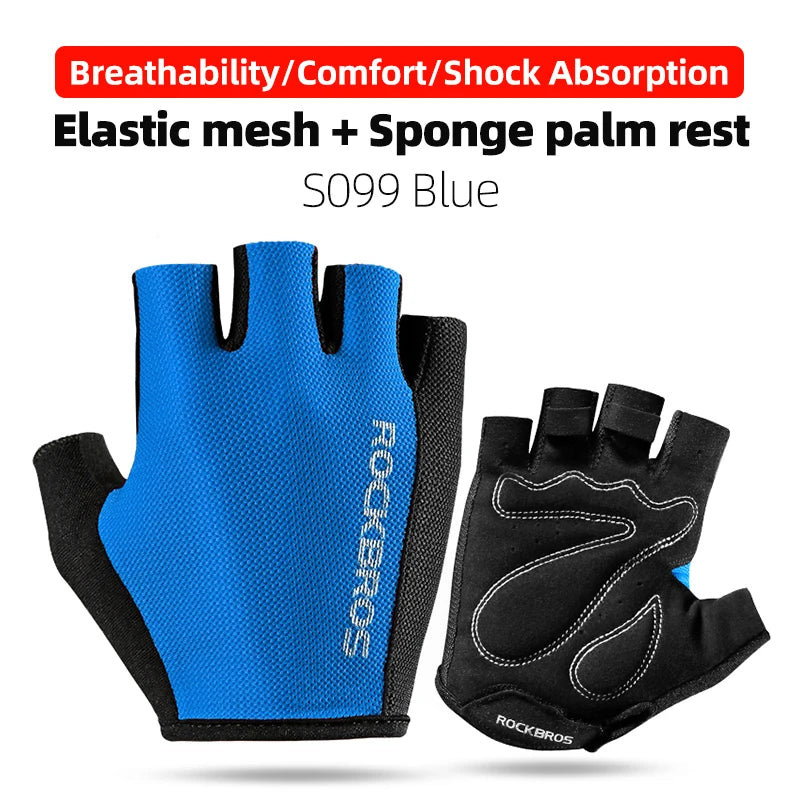 ROCKBROS Summer Cycling Gloves Half Finger Shockproof Breathable Gym Gloves Men MTB Fingerless Bicycle Gloves Cycling Equipment