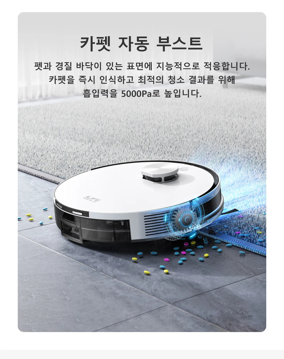 Ilife A30 Pro 5000Pa Suction Power, Combined Robot Vacuum Cleaner and Mop Cleaning Function, Automatic Dust Empty, 60 Days Capacity, Support App/Remote Control, 180 Minutes Operation Time