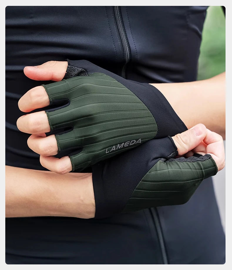 Lameda Bicycle Gloves Half Finger High Elasticity Men's Cycling Gloves Anti-slip Summer Gloves Shock-absorbing Bike Accessories