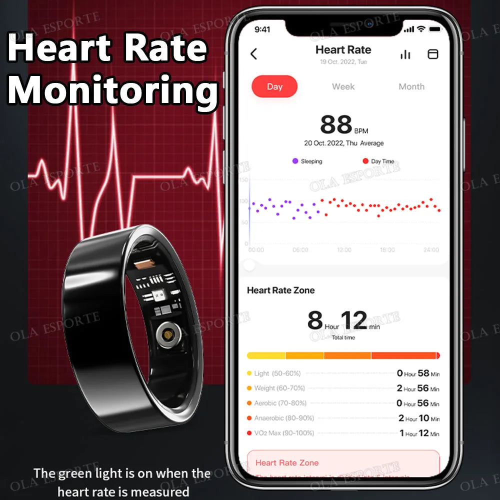 2025 New Smart Ring Men Women Camera Control Heart Rate Blood Oxygen Monitor Smartring IP68 & 5ATM Waterproof Multi-sports Modes