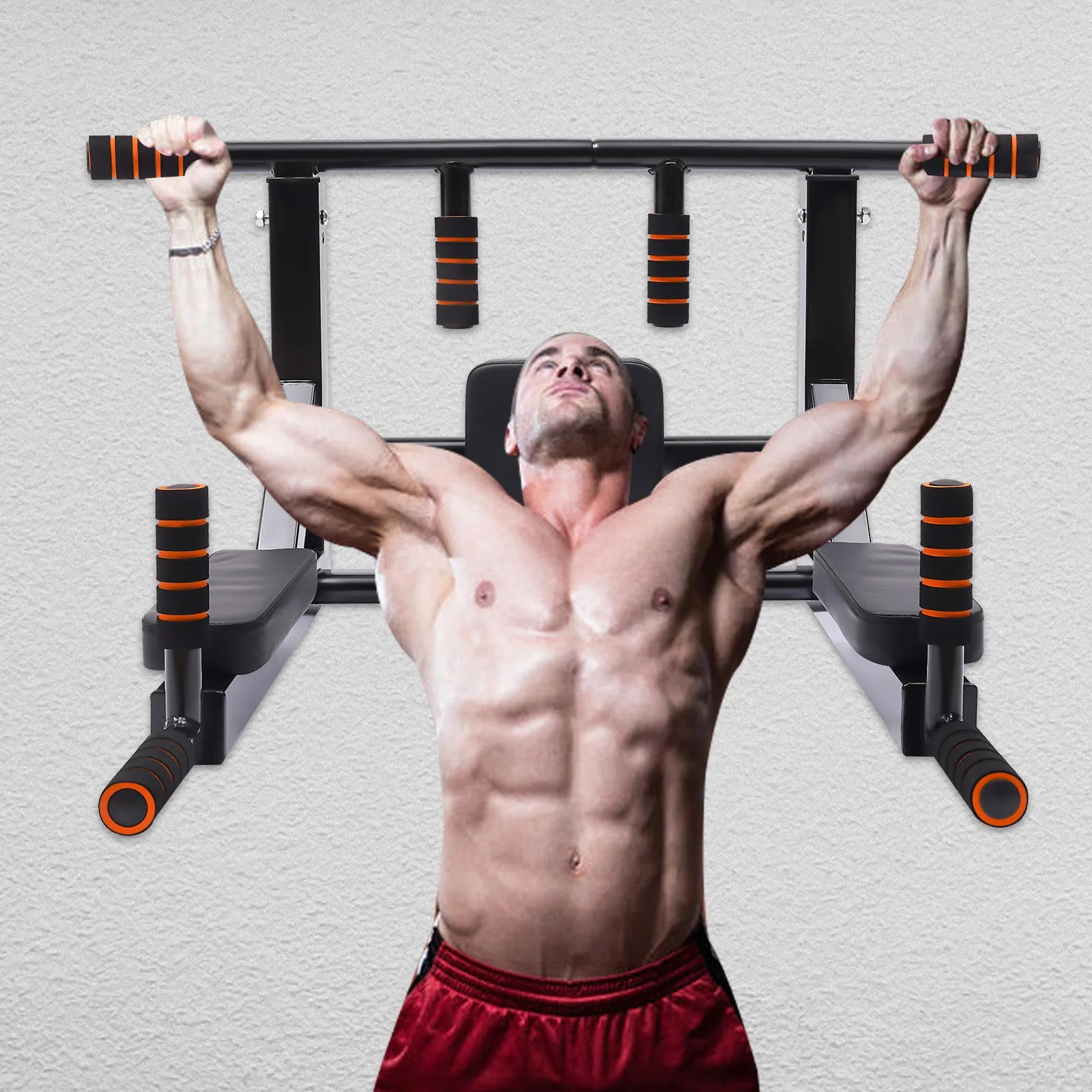 Wall Mounted Pull Up Bar Chin Up bar Multifunctional Dip Station for Indoor Gym Workout Training Equipment Fitness Dip Stand - You Offer