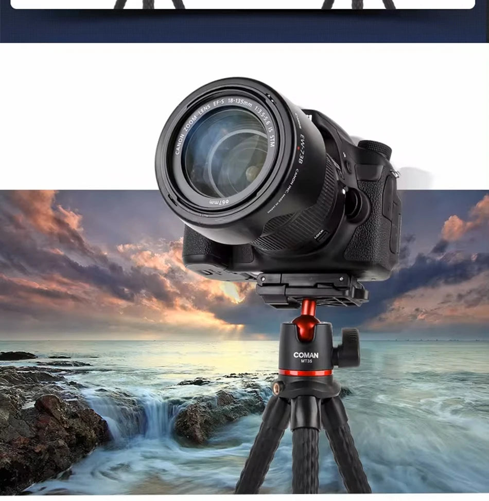 COMAN MT-35 Flexible Camera Tripod Hidden Phone Tripod Mount With Cold Shoe Smartphone DSLR Tripod For iPhone 15 Pro Max Samsung