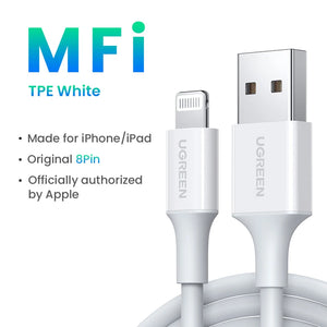 UGREEN MFi USB to Lightning Cable for iPhone 14 13 12 Pro Max 2.4A Fast Charging for iPhone for iPad Phone Data Cable