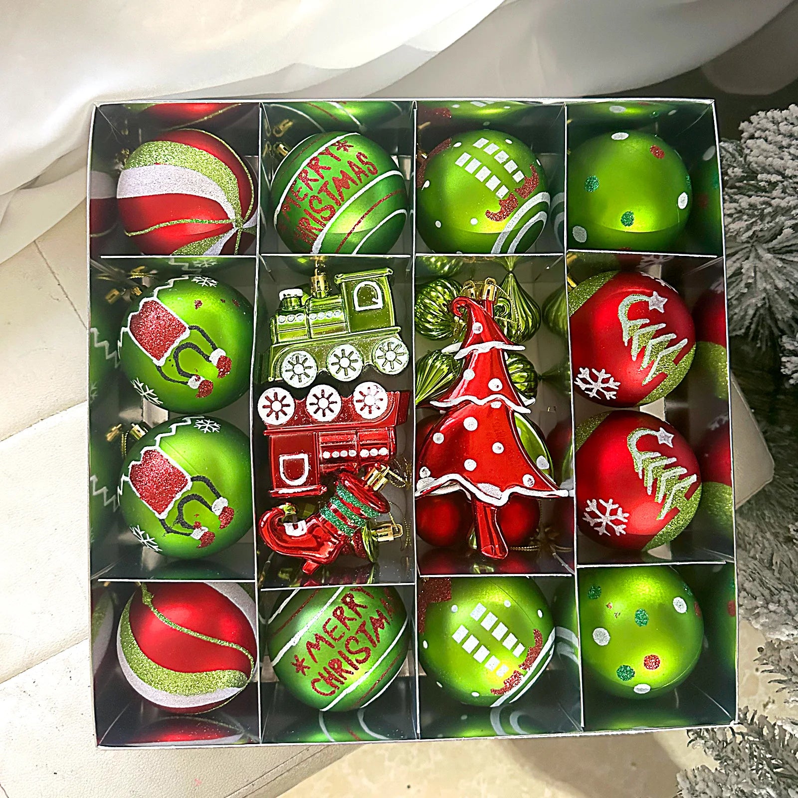 Green Painted Christmas Ball Decorations Green Monster Xmas Tree Ornaments Green Painted Xmas Ball Set Christmas Home Decor